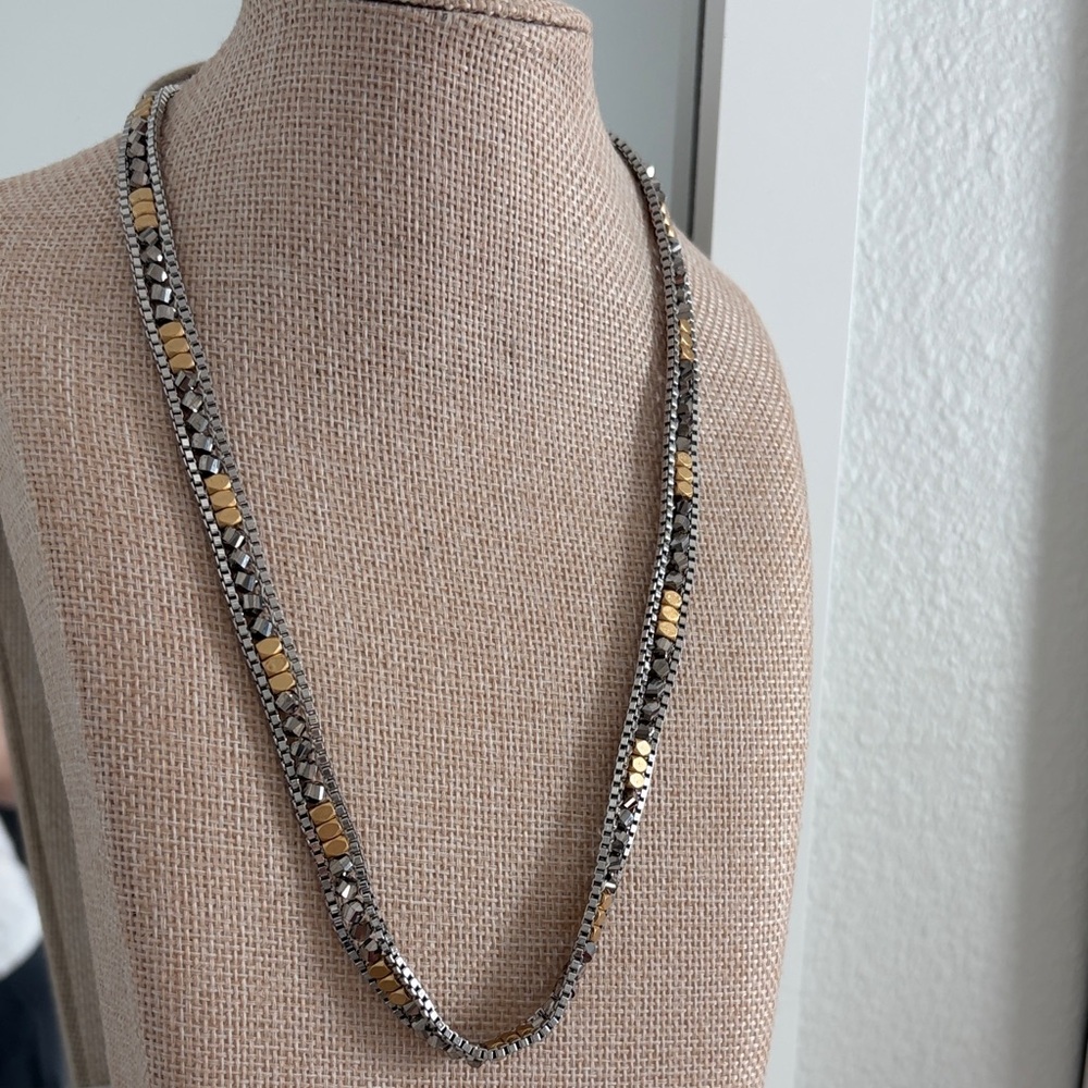 Stella & Dot 
Simple & Sweet Silver and Gold Necklace